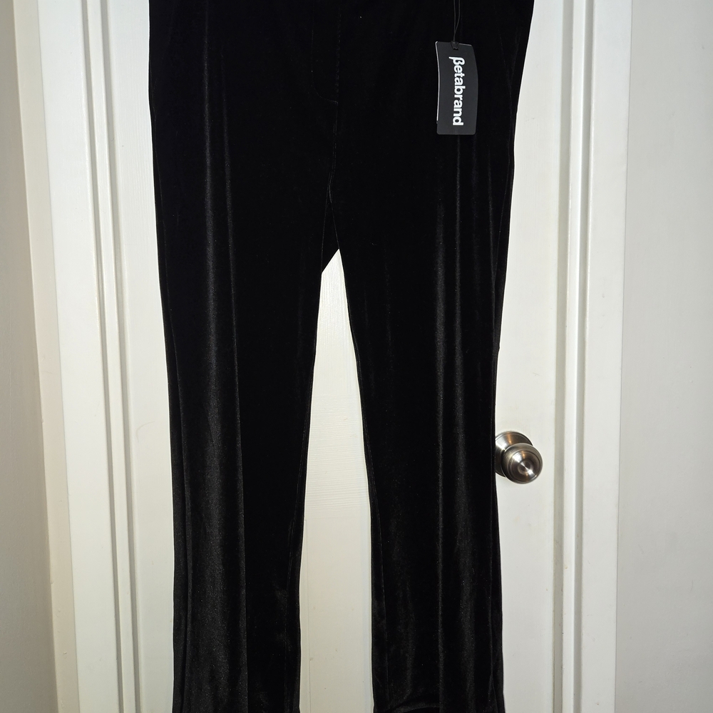 Betabrand Luxe Black Velvet Trousers